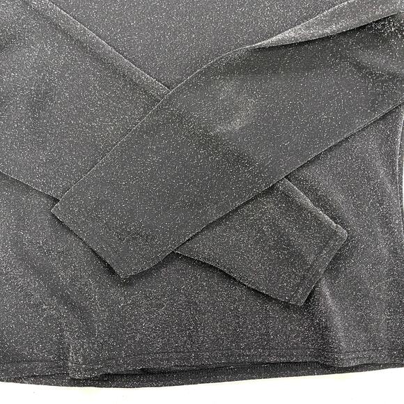 Newport News Top Womens L Black Disco Sheer Metallic Y2K Rave Festival Stretchy - Picture 6 of 8